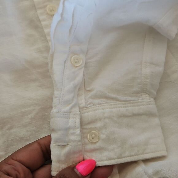 Banana Republic Women's Button-Down Long Sleeves Shirt White Small Petite - Picture 13 of 16